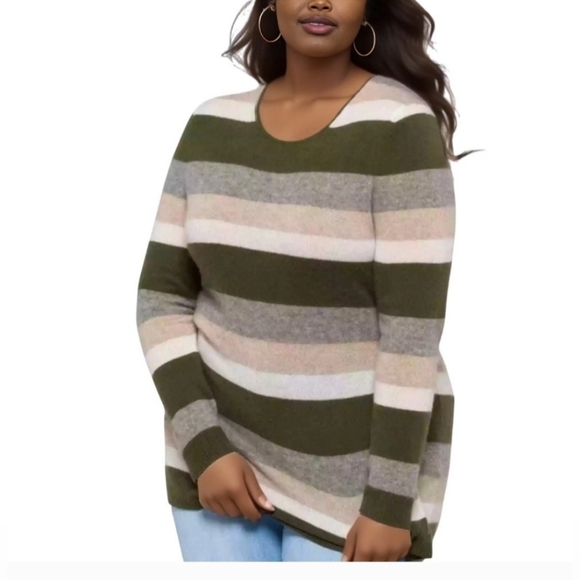 41 Hawthorn Rella 100% Cashmere Crewneck Sweater Striped 3X NWT - Picture 1 of 6